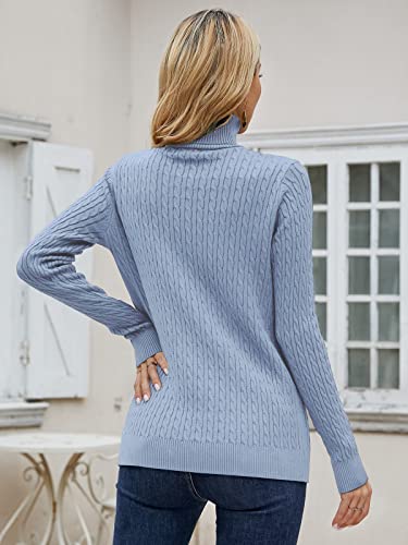 Image of SANGTREE Women's Cable Knit Sweater Long Sleeve Turtleneck Tops | Breathable and Warm Fabric Adapts to Climate Change,Making It Ideal for Autumn,Winter and Transitional Spring Days.