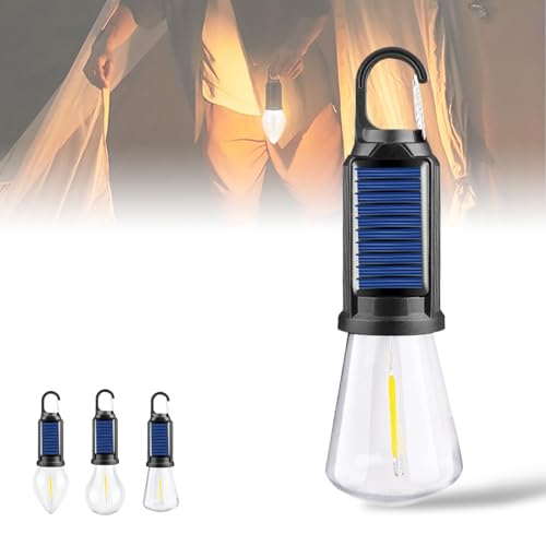 Solar Rechargeable Hooked Camping Light, 2025 New Solar Tent Lights USB Rechargeable LED Camping Lantern, Multi-Functional Waterproof, for Power Outages, Hiking, Campsites (Flat,1 Pcs)