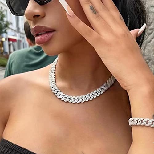 Mens Cuban Link Chain Silver/Gold 8''16''18''20''22''24'' Necklace Iced Out Thick Chain For Women Bling Diamond Cut Cuban Link Chains For Men Hip Hop Jewelry3