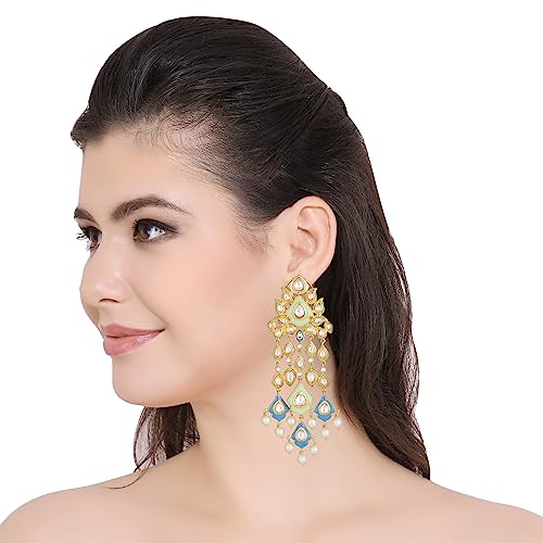 AURAA TRENDS Rhodium Plated American Diamond Zircon Blue and Green Earring Set For women and Girls AT-1112 - Image 3
