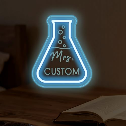 Image of Custom Neon Signs Personalized Name Science Teacher Chemistry Beaker LED Neon Light Science Classroom Wall Decor Professor Gift Teacher Back to School Sign