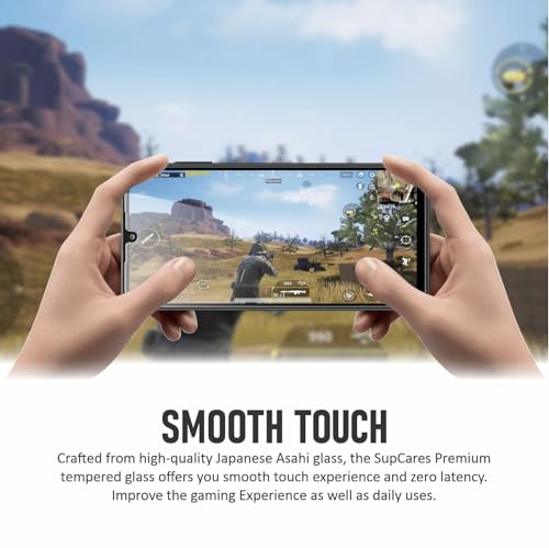 Image of SupCares Tempered Glass for Samsung Galaxy A15, Galaxy F15 and Galaxy M15 (6.5 Inch) With Installation Kit | Military-Grade Gorilla Screen Protector | Edge to Edge Coverage | Black