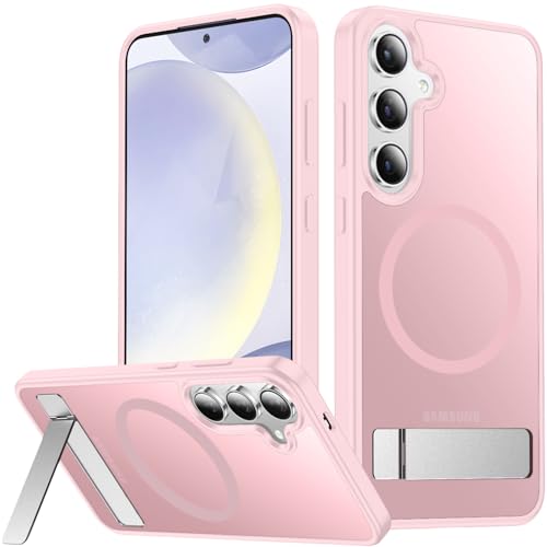 Image of SPIDERCASE Magnetic for Samsung Galaxy S24 Case, [3 Stand Ways][ Military Grade Drop Protection] with Invisible Stand Shockproof Slim Case for S24 6.2 inch, Pink