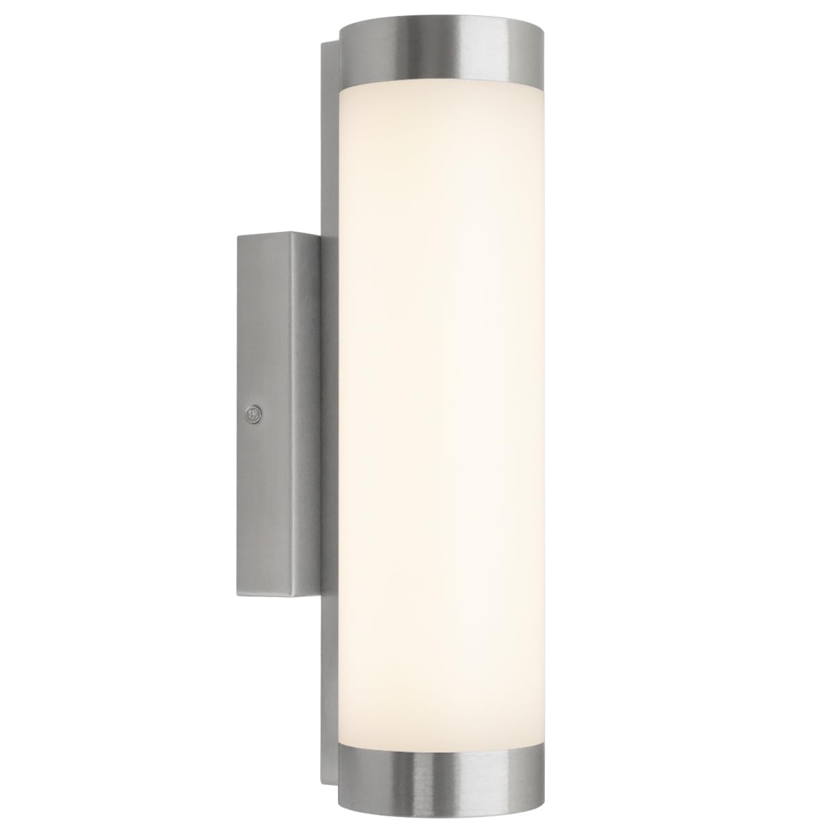 Long Life Lamp Company Cylindrical Outdoor LED Wall Light Cool White 4000k Stainless Steel Opal Diffuser ZLC377