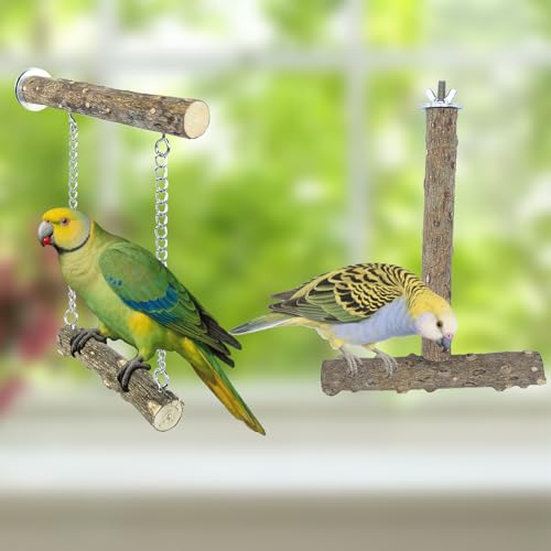 Image of 4PCS Bird Perches Parrot Stand Toys Swing Cage Accessories Paw Grinding Fork Branches Chewing Exercise Stick for Parakeets Cockatiels Conures Budgies Macaws Parrotlets Lovebirds Finches