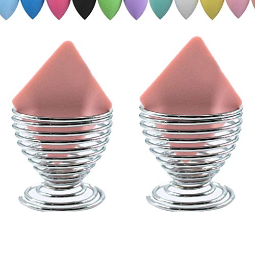 LanMa Beauty Sponge Blender Holder,(2 Pack Silver) Makeup Sponge Drying Stand Storage Egg Powder Puff Display Stand