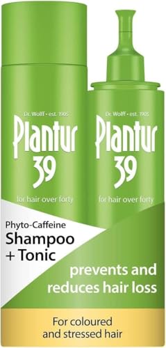 Plantur 39 Pack de Phyto Caffeine Shampoo y Tonic 200 ml | Champu y Tonico para Evita y Reduce la Caida Cabello Mujer | Para Pelo con Color y Dañado | Tratamiento Anticaida Cabello Mujer