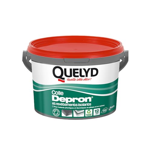 Quelyd Colle Pour Plaques Depron et Revêtement Isolants - Isolation Mur et Plafond - Maintien Immédiat -Sans Solvant - 1 Seau 3 kg