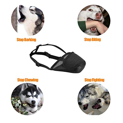Lepark Mesh Dog Muzzle With Overhead Strap For Small, Medium And Large Dogs, Anti Biting, Barking And Chewing, Ajustable And Breathable (L,Black) #TOP6