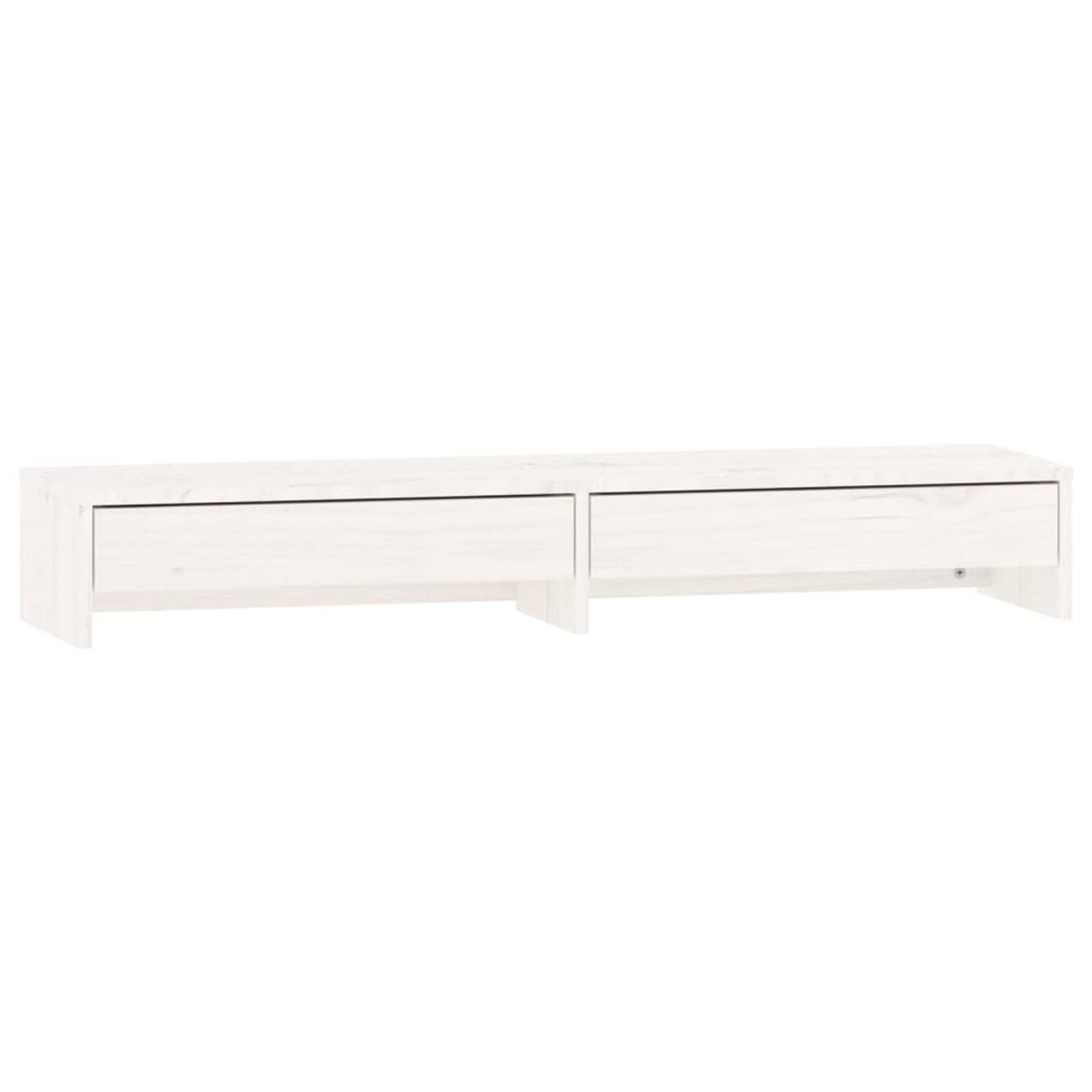 ShGaxin Stojak na monitor, stojak na ekran komputera, akcesoria biurowe, stojak na monitor biurko, podstawa monitora, akcesoria biurkowe, lite drewno sosnowe białe 100 x 27 x 15 cm