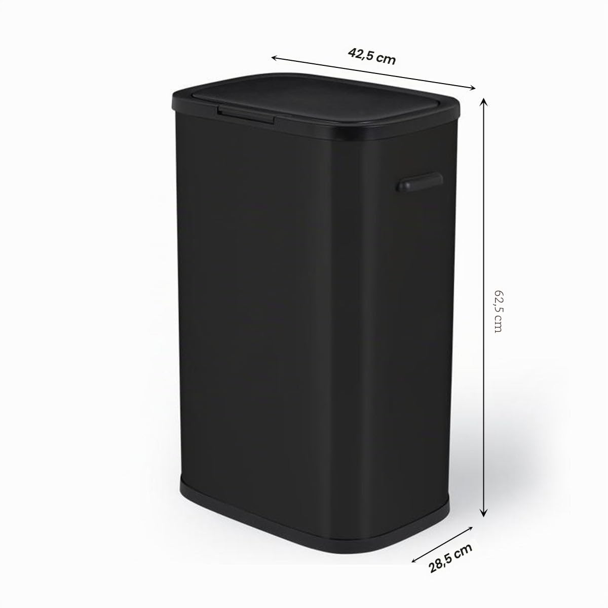 PorTLAND - Papelera de cocina push 60L, acero inoxidable, color negro