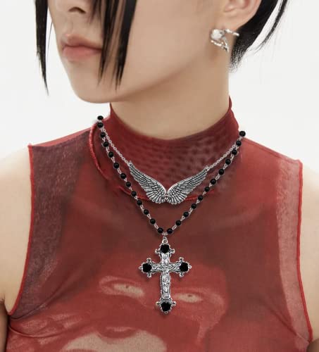 Palotay 12Pcs Punk Necklace Set For Women Grunge Necklace Emo Necklace Pack For Girls Goth Necklaces Set Goth Punk Necklaces Silver Y2K Necklace Set Punk Vintage Necklace Set Cross Gothic Necklace Heart Necklace Y2K Grunge Jewelry Gifts-12Pcs #TOP5