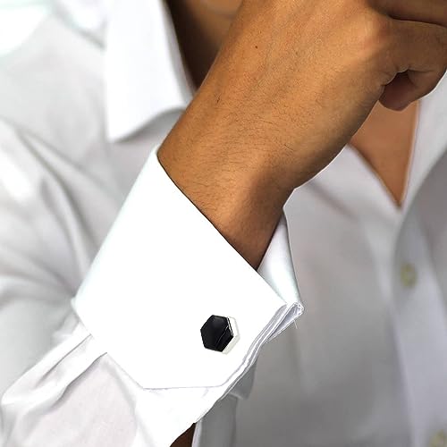 Mancuernillas de Plata 925 con Piedra Ónix Negra para Hombre miniatura 5