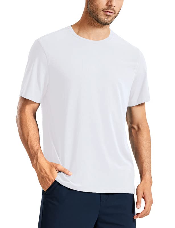 ALWAYSONEMen's Loose Fit T Shirts Cotton Heavyweight Crew Neck T-Shirt Basic Tee Shirts（S-XL）