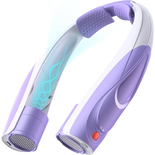Tenvolti Portable Neck Fan - 6000mAh Rechargeable Personal Fan with 6 Speeds, 360° Cooling Surround Airflow, 20H Long Battery Life Hands-Free Wearable Fan for Outdoor Travel, Office (Purple)