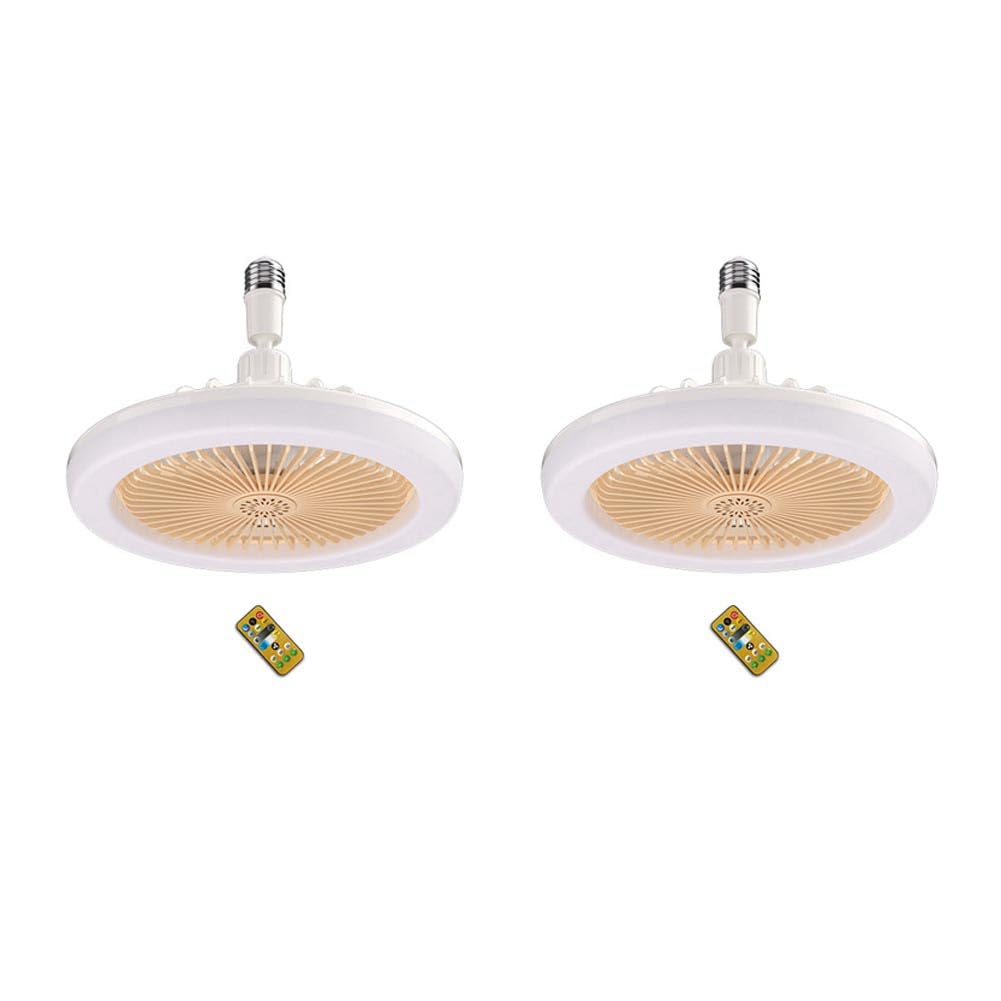 Ventilateur de plafond E27 avec télécommande pack de 2 lampes LED couleur crème - 8
