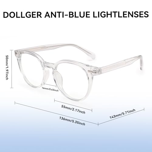 Image of Dollger Women Round Blue Light Blocking Glasses Men Retro Computer Gaming Eyeglasses Anti-Eyestrain (transparent)