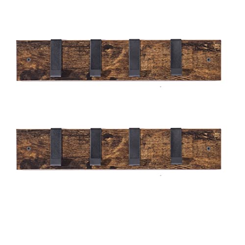 JOIN IRON Coat Hooks Wall Hanging for Coats Purses Backpack for Entryway,Set of 2 (Rustic Brown)