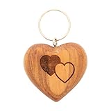  HOFMEISTER® Schlüsselanhänger Herz mit Gravur Zwei Herzen, Kirsch-Holz, 5 cm