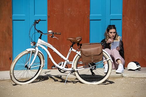 Via Veneto Original - Vintage Seitentaschen für Fahrräder, Farbe Braun, Retro-Hecktasche für City Bike, Unisex für Erwachsene, Einheitsgröße, hergestellt in Italien