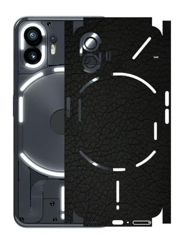AtOdds - Full Body Back Screen Guard Protector Film - 3D Textured Lamination Wrap Skin Sticker for Nothing Phone 2 (5G) | Scratchproof Matte Finish (Design - Black Leather)