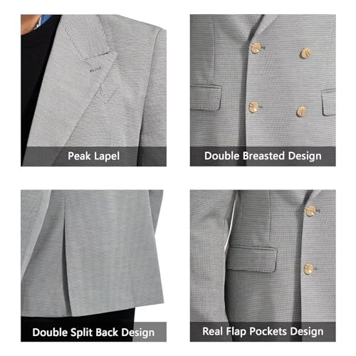 Mens Casual Blazers Jacket Slim Fit Sport Coats for Men Double Breasted 2 Button Suit Jackets for Men Peak Lapel Tuxedo Men3