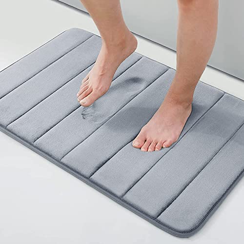Homaxy Memory Foam Badezimmer Badteppich Saugfähige Rutschfester Badvorleger Waschbar Badematte - 41 x 61 cm, Grau Homaxy Memory Foam Badezimmer Badteppich Saugfähige Rutschfester Badvorleger Waschbar Badematte - 41 x 61 cm, Grau