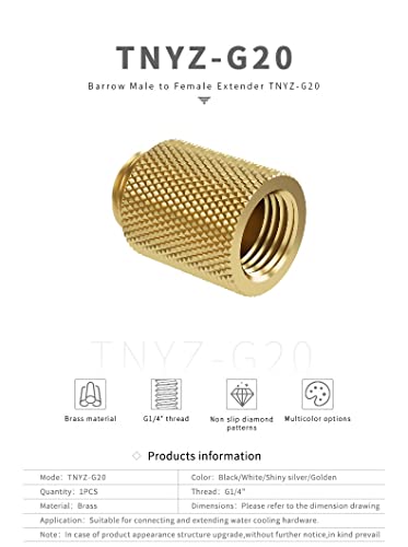 Extensor G1/4 macho a hembra 20 mm fabricado en latón macizo 2