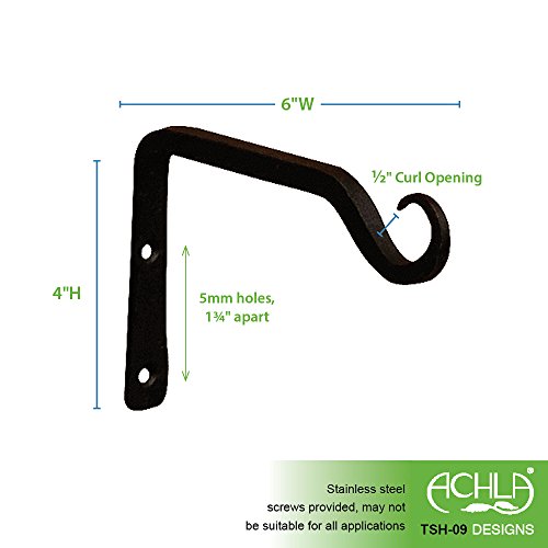 Achla Designs TSH-09 6-Inch Straight Bracket - Black - Image 2