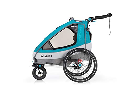 Qeridoo Sportrex2 (2020/2021) Fahrradanhänger 2 Kinder, einstellbare Federung - Petrol