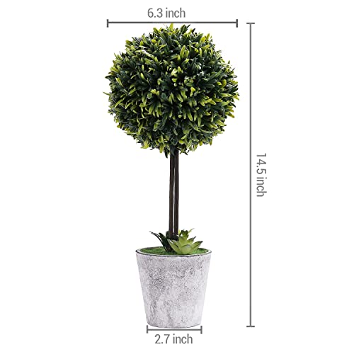 Mygift TB-DECO0508GRY-L-2 14.5 Inch Artificial Boxwood Topiary Tree thumb #1