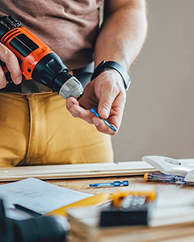 Impact Driver Bit Set Screwdriver Bit Set Blue Titan Coated S2 Steel 1/4 Hex Shank T15 T20 T25 Ph1 Ph2 Sq1 Sq2 Sq3 Sl6-8 24Pcs 1 And 2 Inch Long Magnetic Screwdriver Bits #TOP4