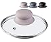 Couvercle en verre KADAX avec poignée en silicone, couvercle résistant à la chaleur pour casseroles couvercle avec trou de vapeur, couvercle universel en différentes tailles, rond (16cm, beige)