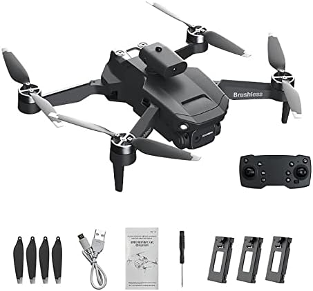 Aerial Drone, Brushless Drone, Front 8K HD Camera, One-Touch Take-Off and Landing, 360° Flip, Four-Sided Obstacle Avoidance, with Three Batteries, Suitable for Adults and Beginners, Preferred Gift for Boys and Girls (Black)