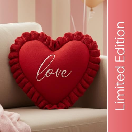Image of haus & kinder Heart Shaped Decorative Cushion Cover | Love Pillow Cover for Couch, Bed & Home Decor | Soft Plush Red | 100% Cotton 210TC