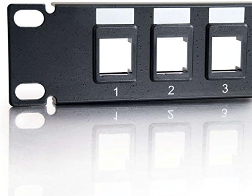 Legrand - C2G 16 Port Patch Panel, Ethernet Keystone Panel with Blank 1U Keystone, Keystones for Ethernet Cables Work with Snap-in Jack, Including Cat6, Black, 1 Count, C2G 03858