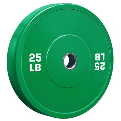 French Fitness Olympic Colored Bumper Plate 25 lbs - Blank | Durable Virgin Rubber, IWF Standards, Shock Absorbing Design