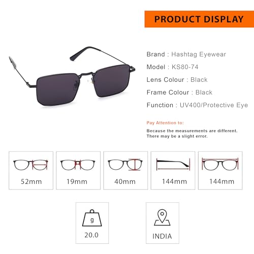 Image of HASHTAG EYEWEAR Sunglasses for Men & Women | Trendy Metal Frame Full Rim Glasses | UV400 Protection, Scratch-Resistant, Lightweight & Durable, Stylish Fashion Eyewear for Outdoor