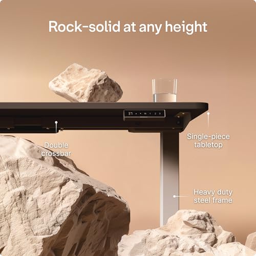 Image of Desktronic HomePro Standing Desk 48x24 - Made in Europe, Ergonomic Sit Stand Home Office Desk, Electric Height Adjustable, Dual Motor, USB & USB-C Charging, Wobble-Free, Touchscreen, 3 Memory Presets