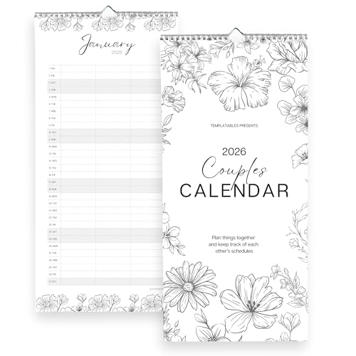 2026 Couples Calendar - Joint & Individual Wall Planner for Holidays, Birthdays, Anniversaries &...