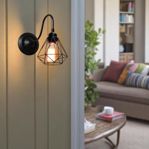 Image of GreyWings Geometric Black Metal Wall Light, Modern Industrial Decorative Sconce,(Bulb not Included) Small Pack of 1