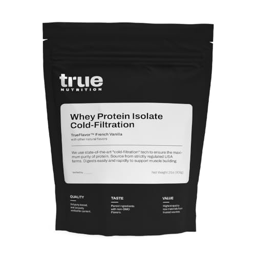 True Nutrition Whey Protein Isolate Cold-Filtration - 100% Whey Protein Powder - 27g Protein per Serving - Mixes Easily and Tastes Great - Third Party Tested - French Vanilla - 2lb…