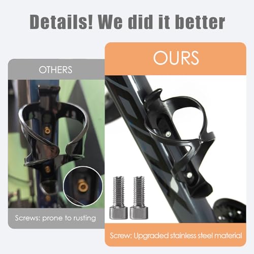 YTDSUP Bike Water Bottle Holders 2 Pack, Universal Bikes Cup Holders Cages, Ultra-Light Water Bottle Bike Cage with Stainless Steel Screws Tool, for Bicycle, Cycling, MTB, Road/Mountain Bikes - Black by YTDSUP - Used condition - Image 3