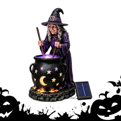 Lámpara solar caldero Halloween para decoración exterior de jardín y senderos