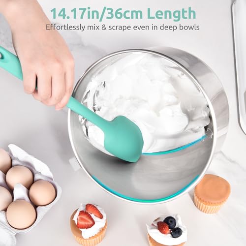 Image of U-Taste 14 inch Long Silicone Spoonula, 600F High Temp Spoon Spatula, Aqua Sky
