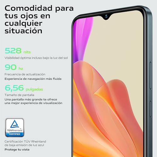 Y03, Teléfono Móvil 4 GB RAM + 128 GB ROM, Pantalla 6.56 Pulgadas 90 Hz, Batería 5000 mAh, Resistencia IP54, Cuerpo Delgado y curvatura 2.5D, Smartphone Android 14 - Imagen 5