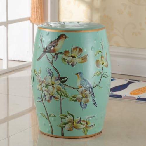 Taburete de jardín de cerámica pintado a mano, mesa auxiliar redonda esmaltada para sala de estar, decoración clásica y de cabaña, estilo rústico francés, muebles decorativos de porcelana