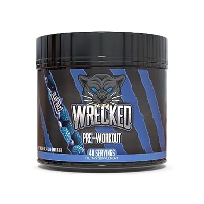 Huge Supplements Wrecked Pre-Workout, 30G Ingredients Per Serving to Boost Energy, Pumps, and Focus with L-Citrulline, Beta-Alanine, Hydromax, and No Useless Fillers, 40 servings Blue Razz