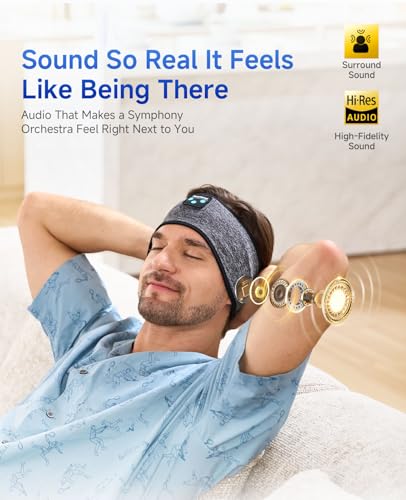 Image of Perytong Sleep Headphones Bluetooth 5.4 Headband, Sports Wireless Earphones Sweat Resistant Earbuds Sleeping Headphone with Ultra-Thin HD Stereo Speaker for Workout Running Cool Gadgets Unique Gifts