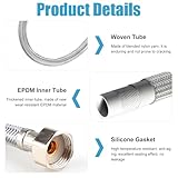 Flexible Tap Connector 1/2" x 1/2" BSP Fittings 30cm Flexi Hose Plumbing Fittings Stainless Steel Braided Pipes Repalcement Water Connector Tap Supply Lines for Homes Bathroom Kitchen Sink Toilet Taps - Image 4